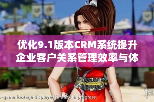 优化9.1版本CRM系统提升企业客户关系管理效率与体验