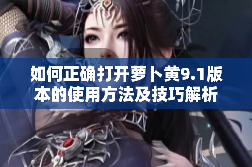 如何正确打开萝卜黄9.1版本的使用方法及技巧解析